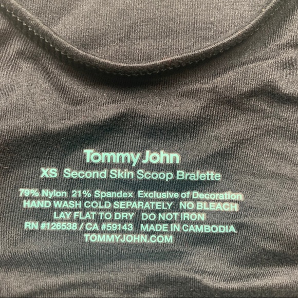 Tommy John Black Second Skin Scoop Bralette Sz. XS - Picture 6 of 8
